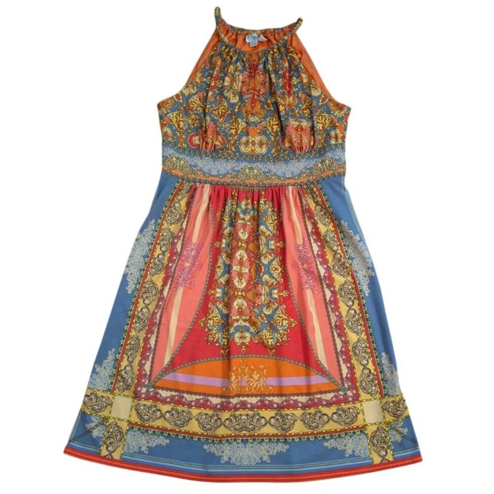 Maggy L Baroque Halter Dress Size 8 Multicolor Print A-Line, for women.